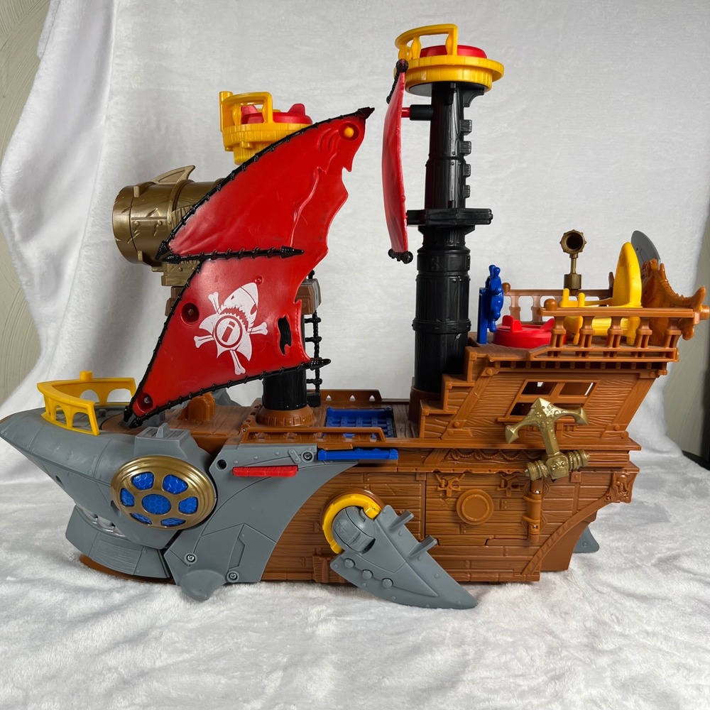 Fisher-Price Imaginext Shark Bite Pirate Ship Playset Brown Red DHH61 Ship Only